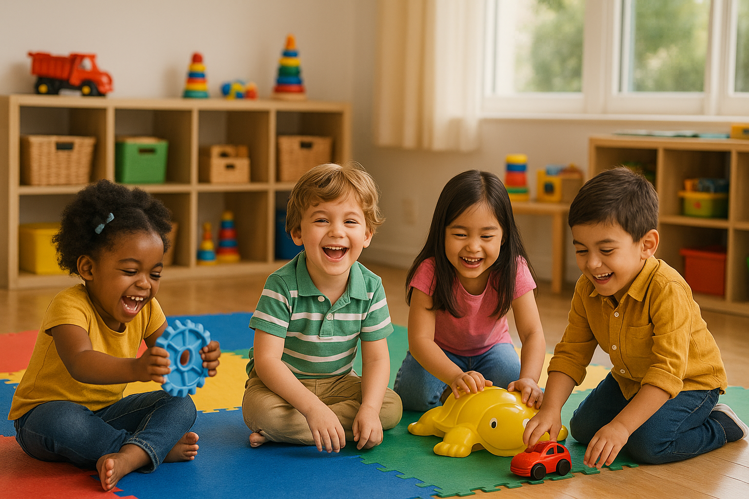Happy children playing at our daycare